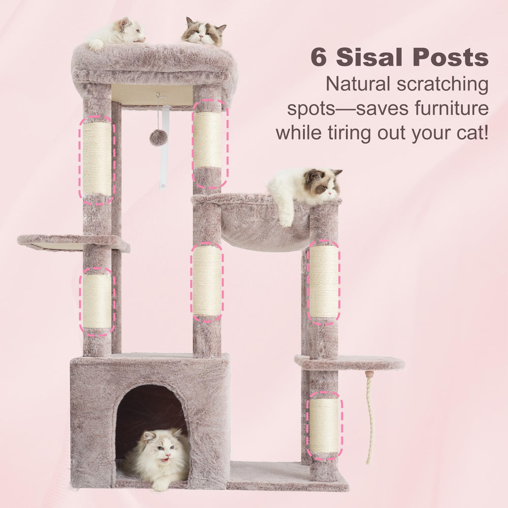 Heybly heavy-duty cat tree large baseboard enhances overall stability.