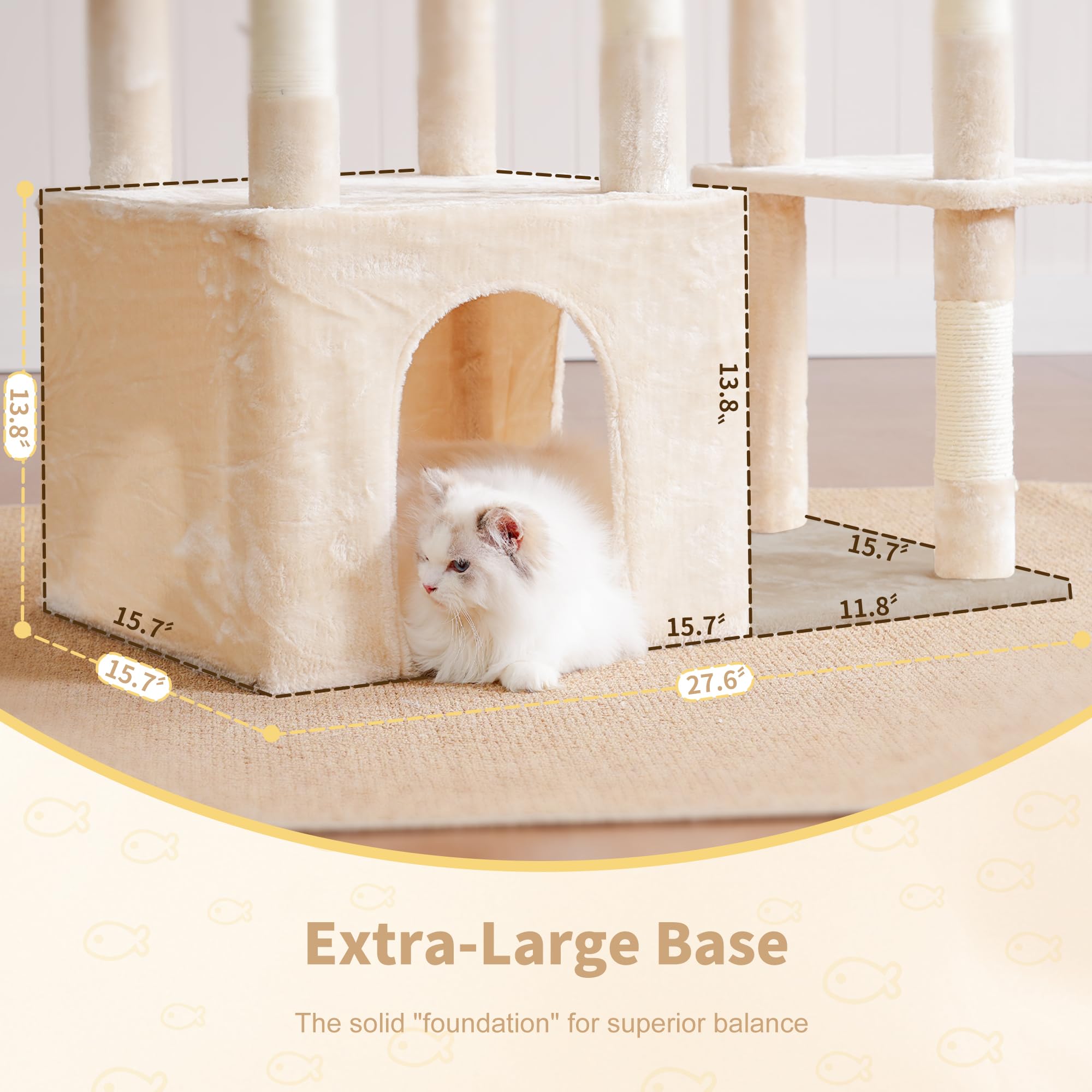 Heybly Heavy Duty Cat Tree removable top perch cushions for easy cleaning