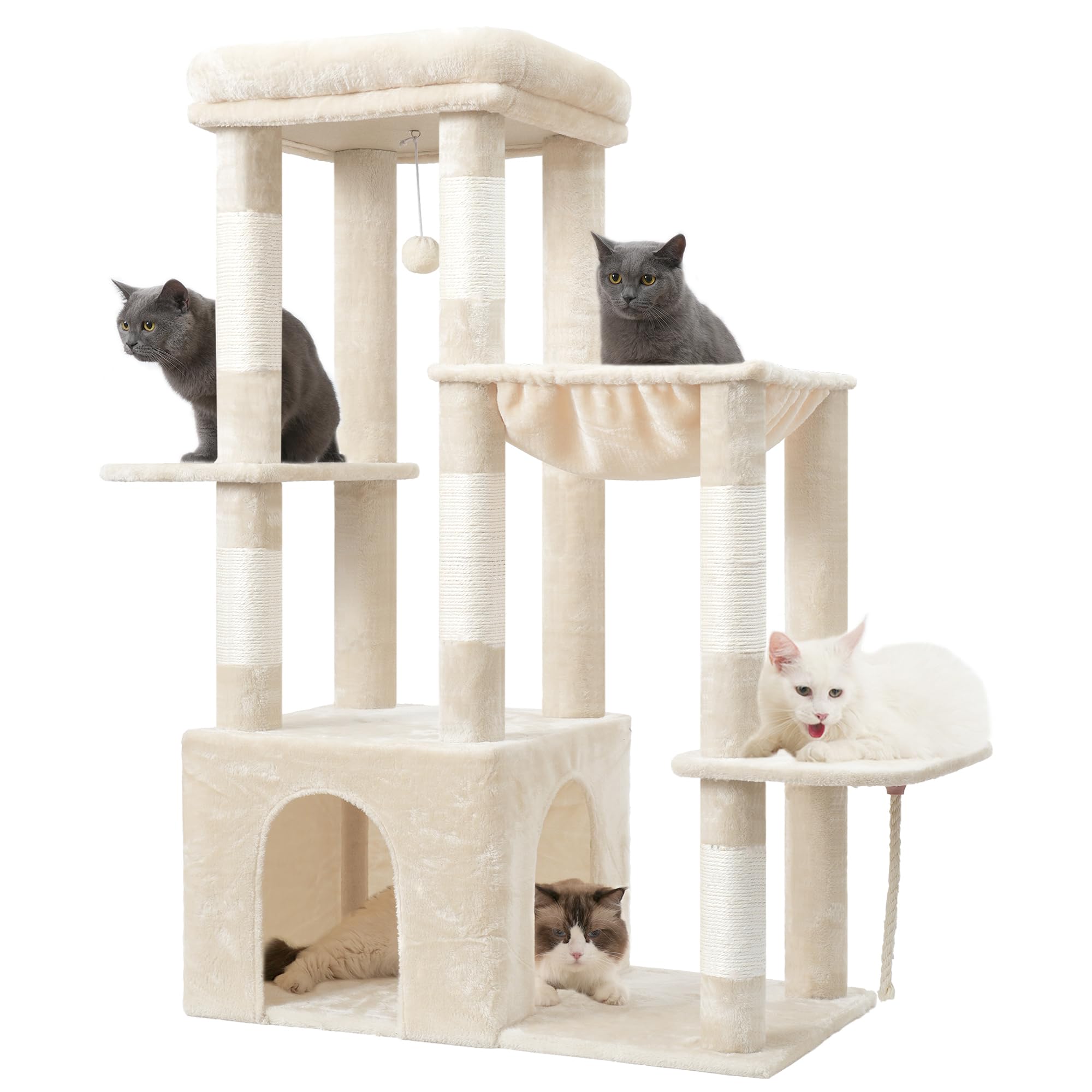 Heybly Heavy Duty Cat Tree five sisal posts satisfy scratching instincts