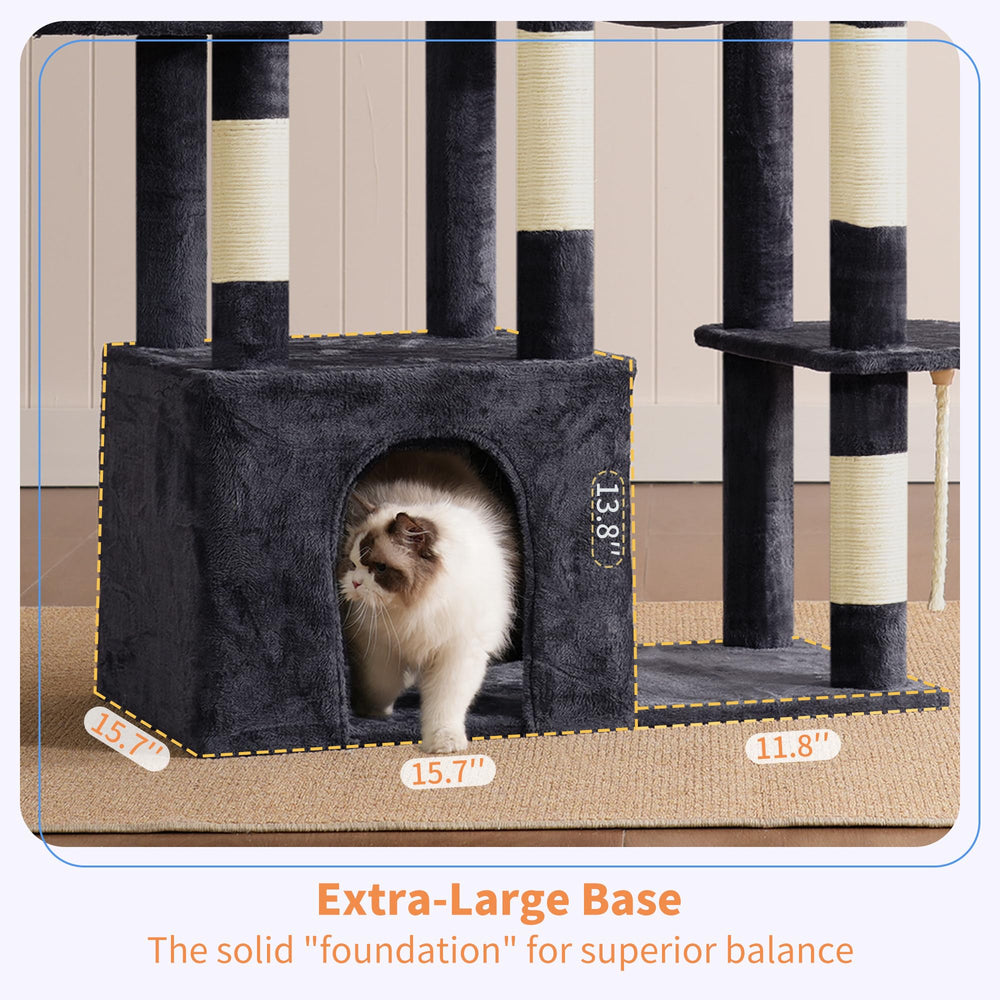 Heybly Heavy Duty Cat Tree five sisal posts help sharpening claws naturally.