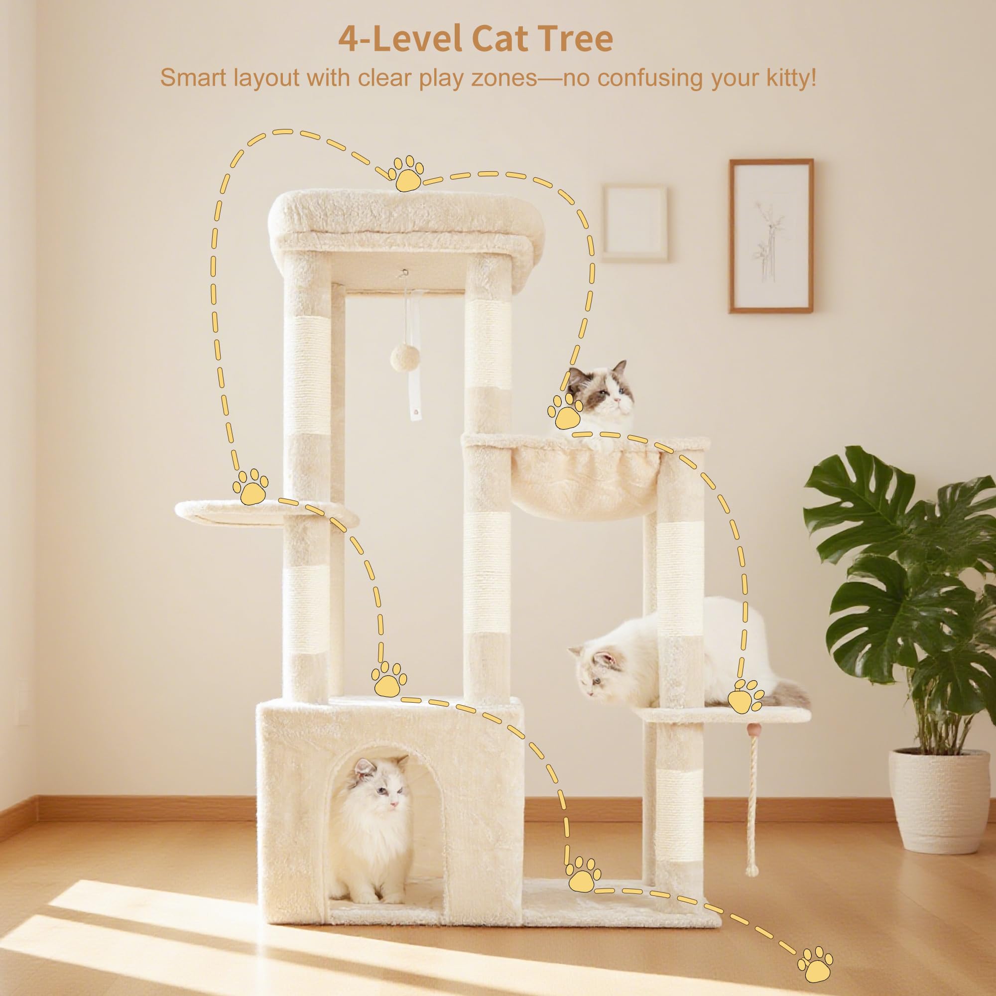 Heybly Heavy Duty Cat Tree top perch offers a high view for cats