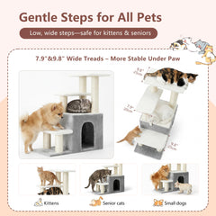 Heybly cat condo provides a cozy retreat for restful naps.