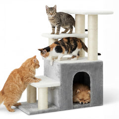 Heybly stairs with sisal posts protect furniture and offer paw-friendly surfaces.