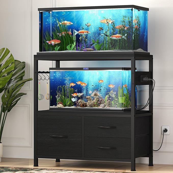 Heybly stand black finish adds a sleek, modern look to any room.