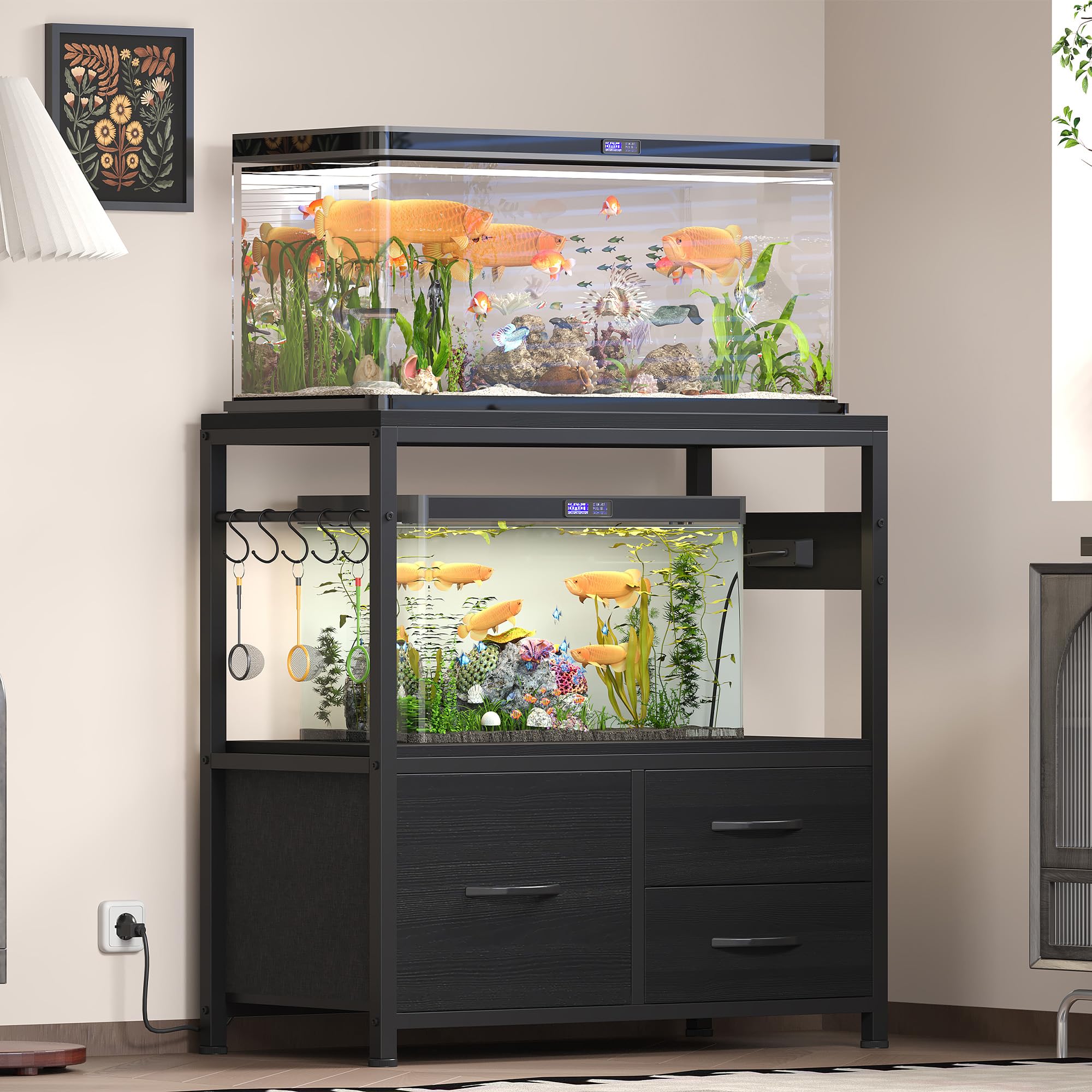 Heybly stand drawer storage open highlights convenient organization for medications, tools, and foods.