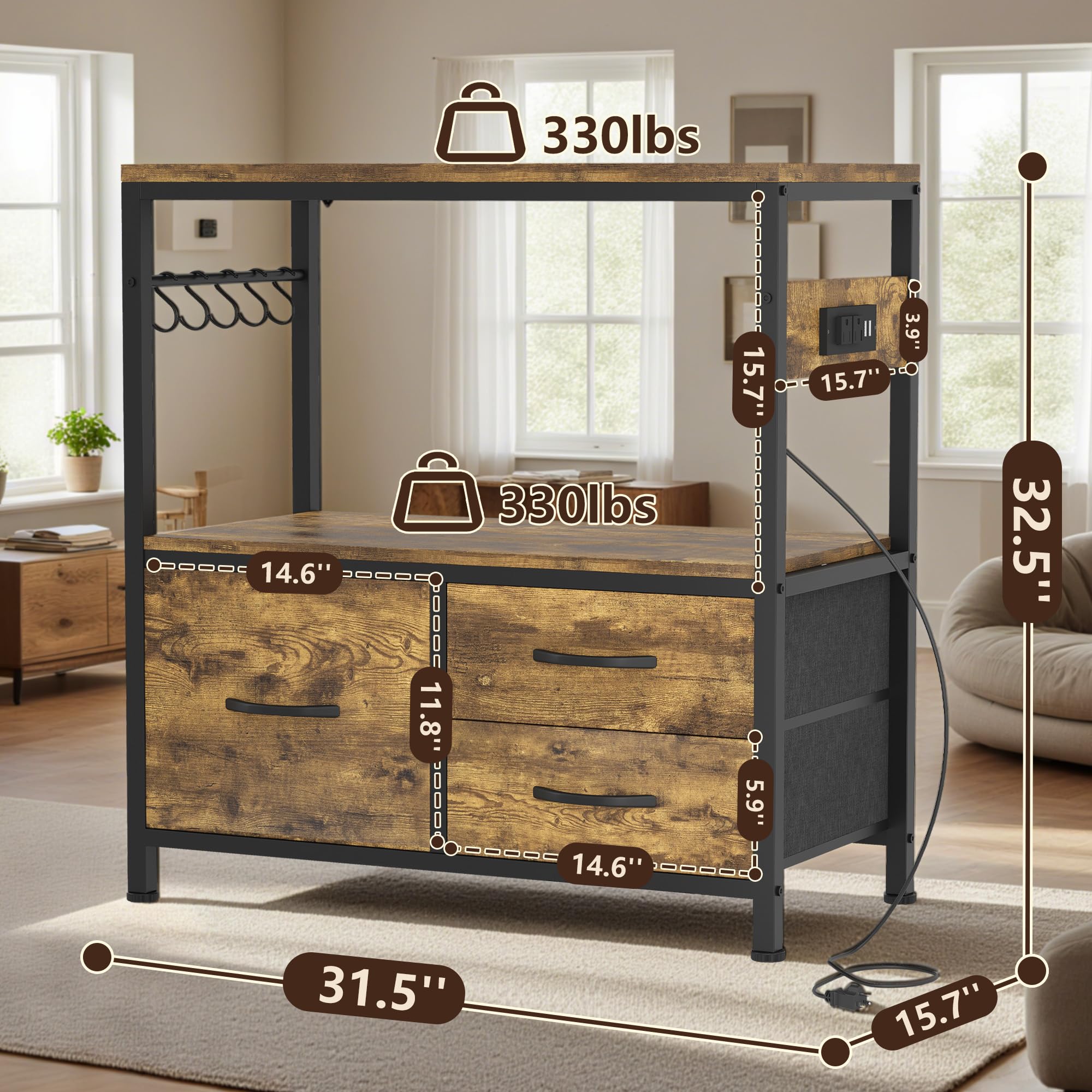 Heybly rustic-brown finish blends with living spaces for seamless decor.
