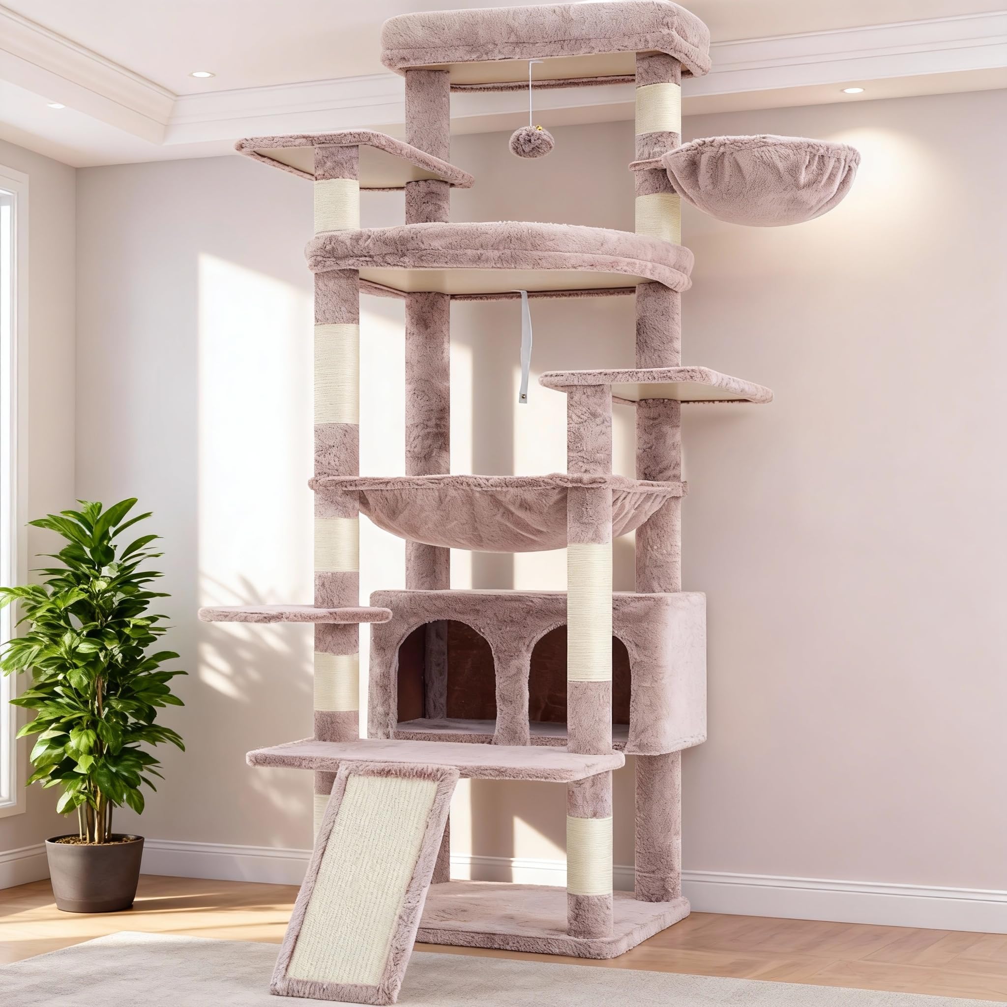 Heybly tall cat tree baseplate provides stable support for large cats