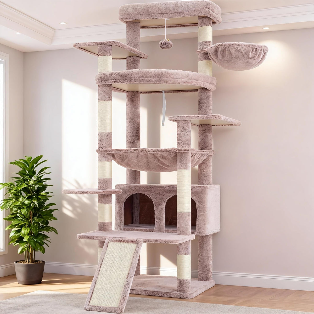 Heybly tall cat tree baseplate provides stable support for large cats