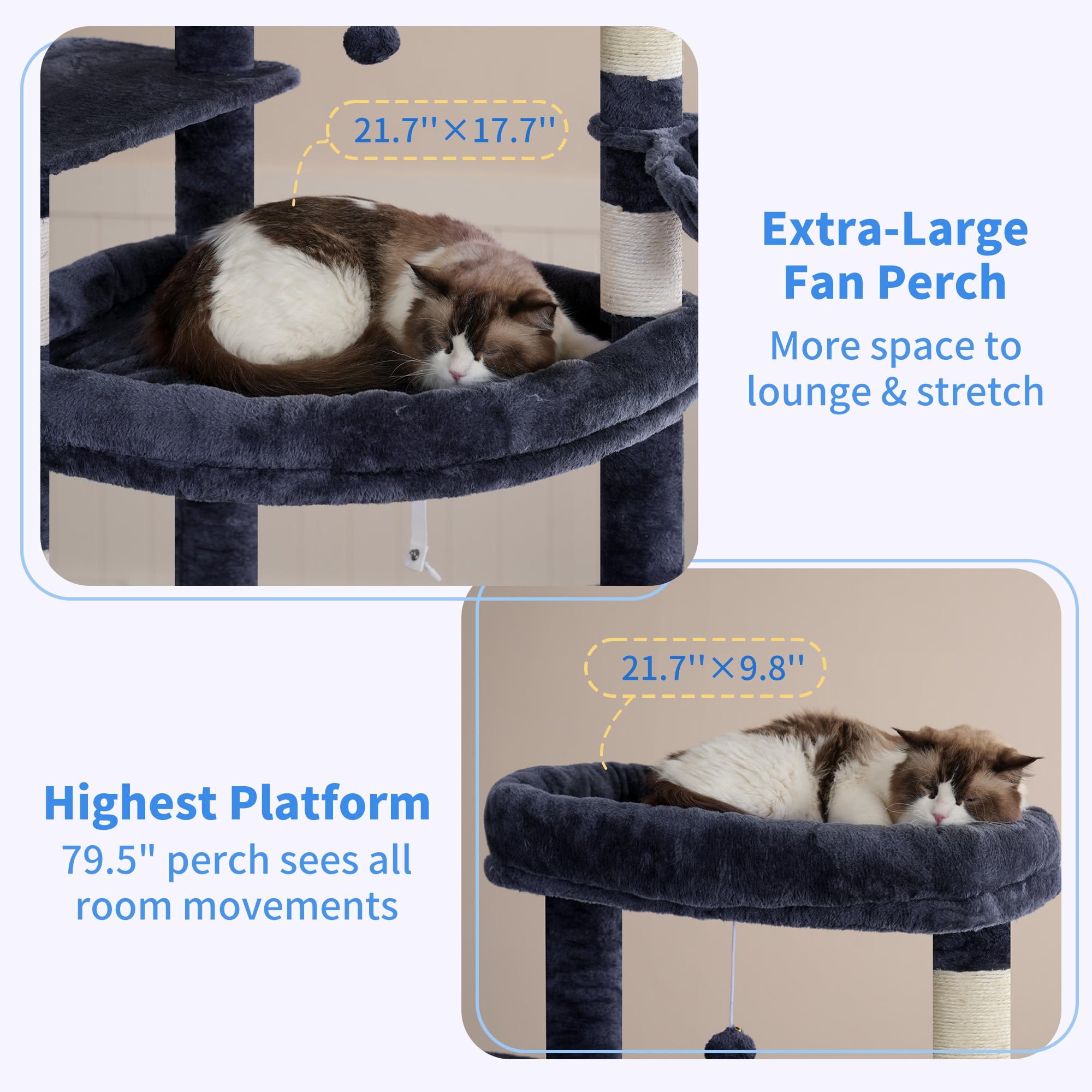 Heybly top perch left offers a high-view lounging spot for cats
