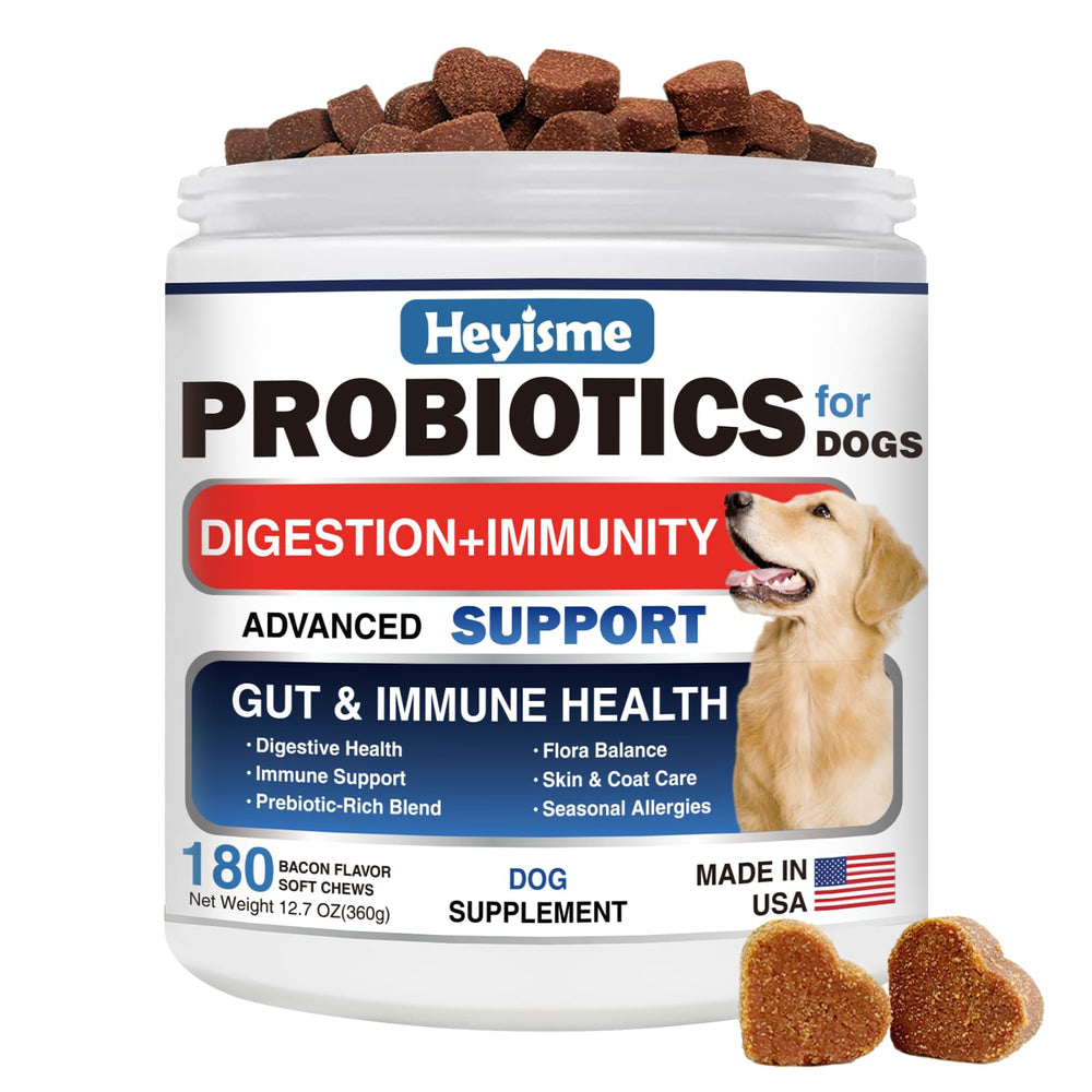 HEYISME probiotics for dogs bacon-chews, tasty daily gut support and flavor appeal