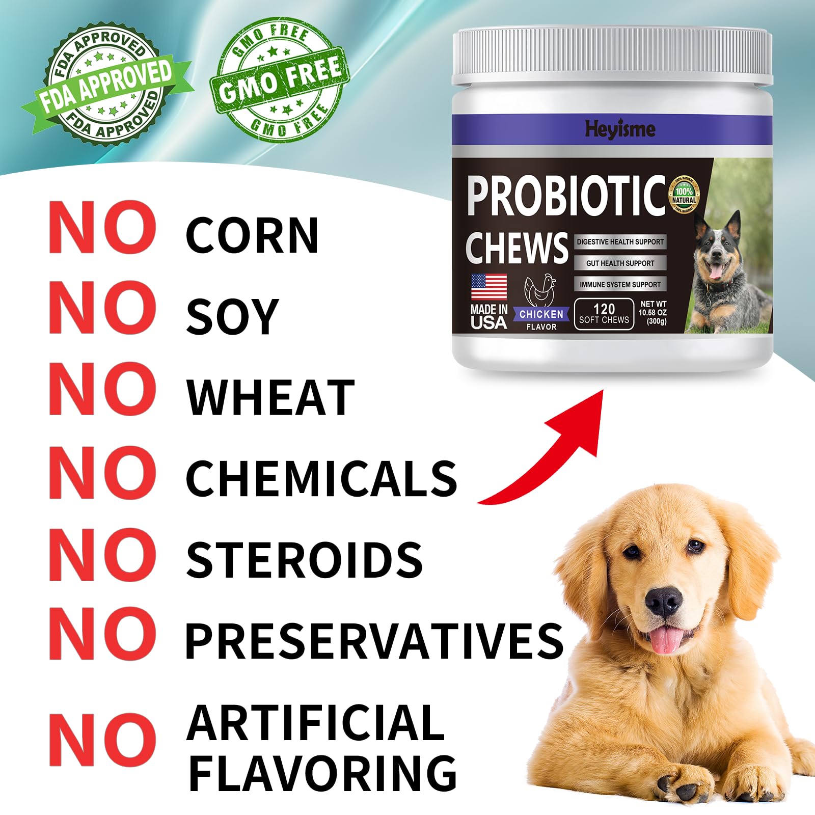 HEYISME Yeast balance for dogs shows skin and ear comfort possibilities