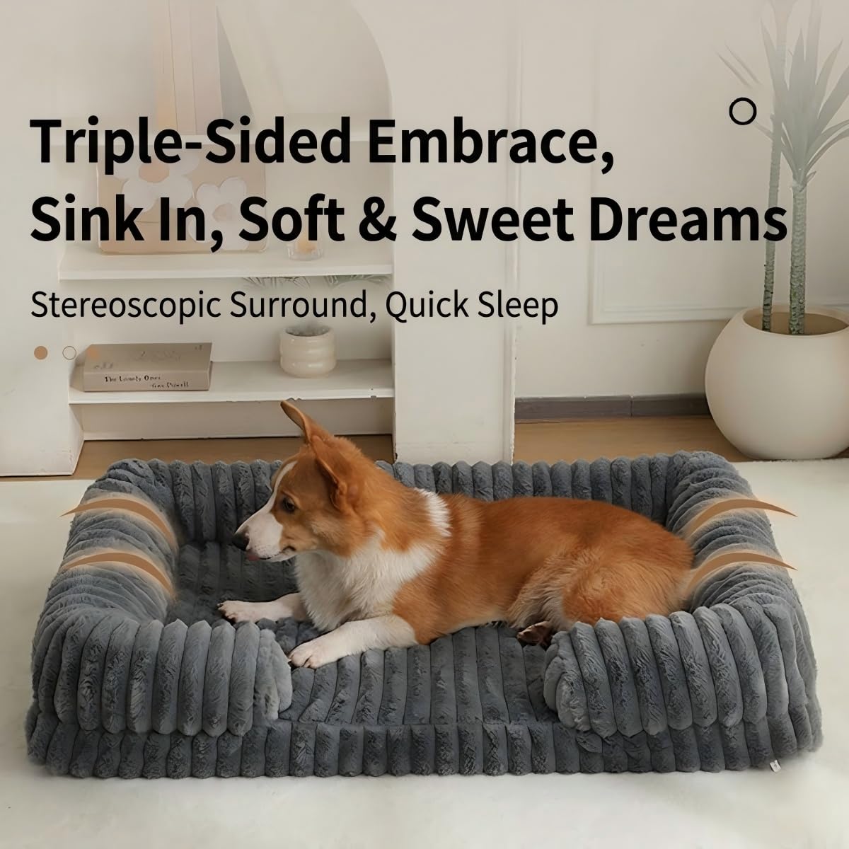 HEZOTCO cat bed plush faux fur texture feels warm.