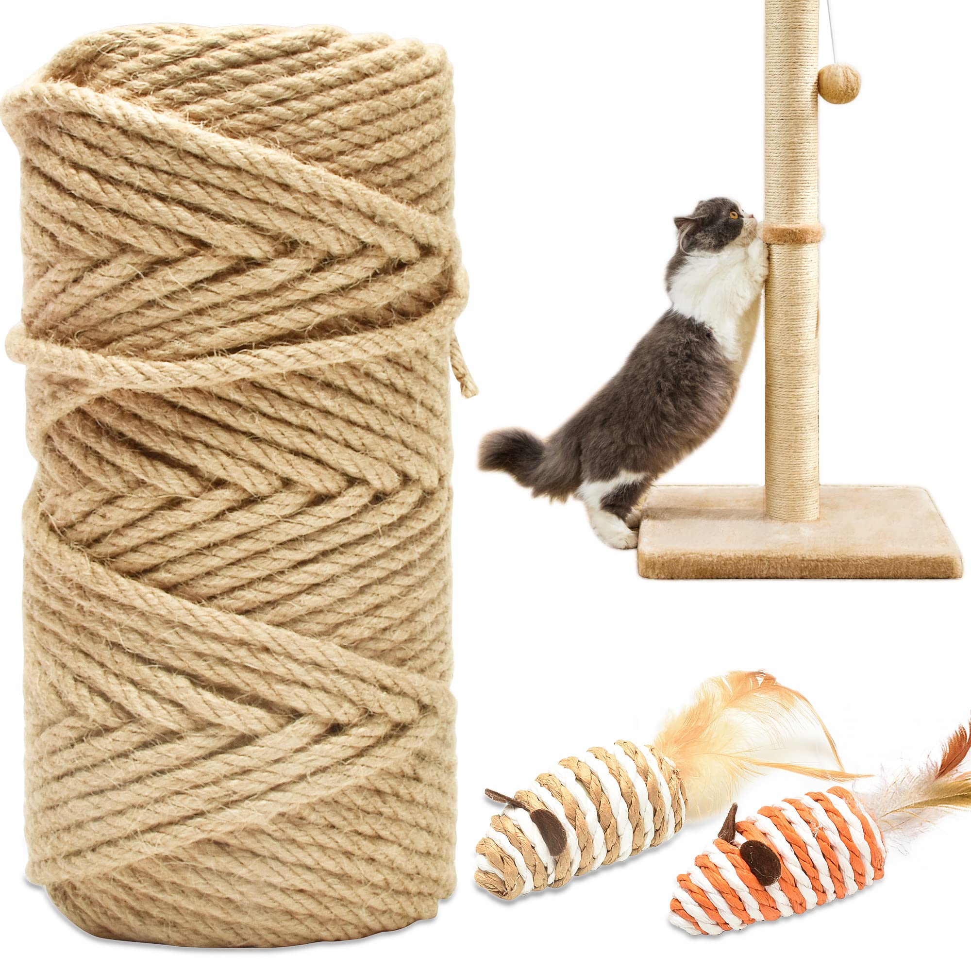HezzLuv 164ft sisal rope spool shows natural texture for durable scratching posts.