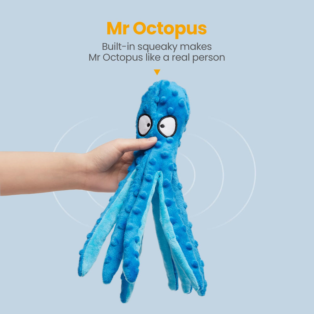 HGB octopus squeaker toy with crinkle sound for engaging fetch sessions