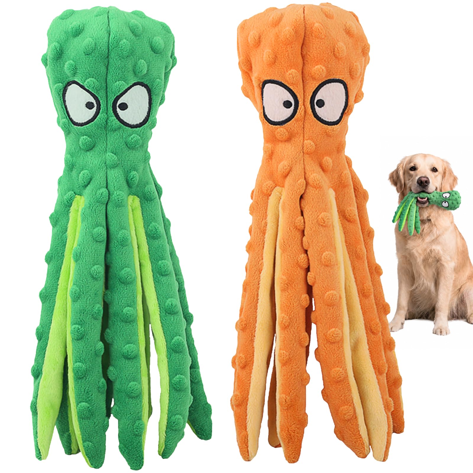 HGB Squeaky Octopus No-Stuffing Plush Toy for large dogs with engaging squeaker.