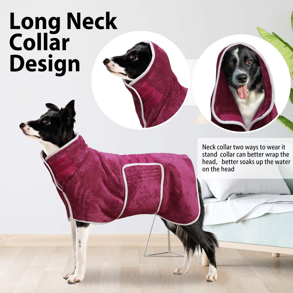 HhiMyOct dog bathrobe adjustable-fit with belly strap for secure comfort.