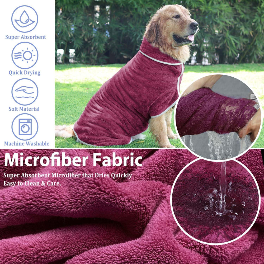 HhiMyOct fast-drying microfiber coat demonstrates quick moisture removal after baths.