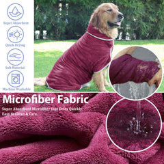 HhiMyOct fast-drying microfiber coat demonstrates quick moisture removal after baths.