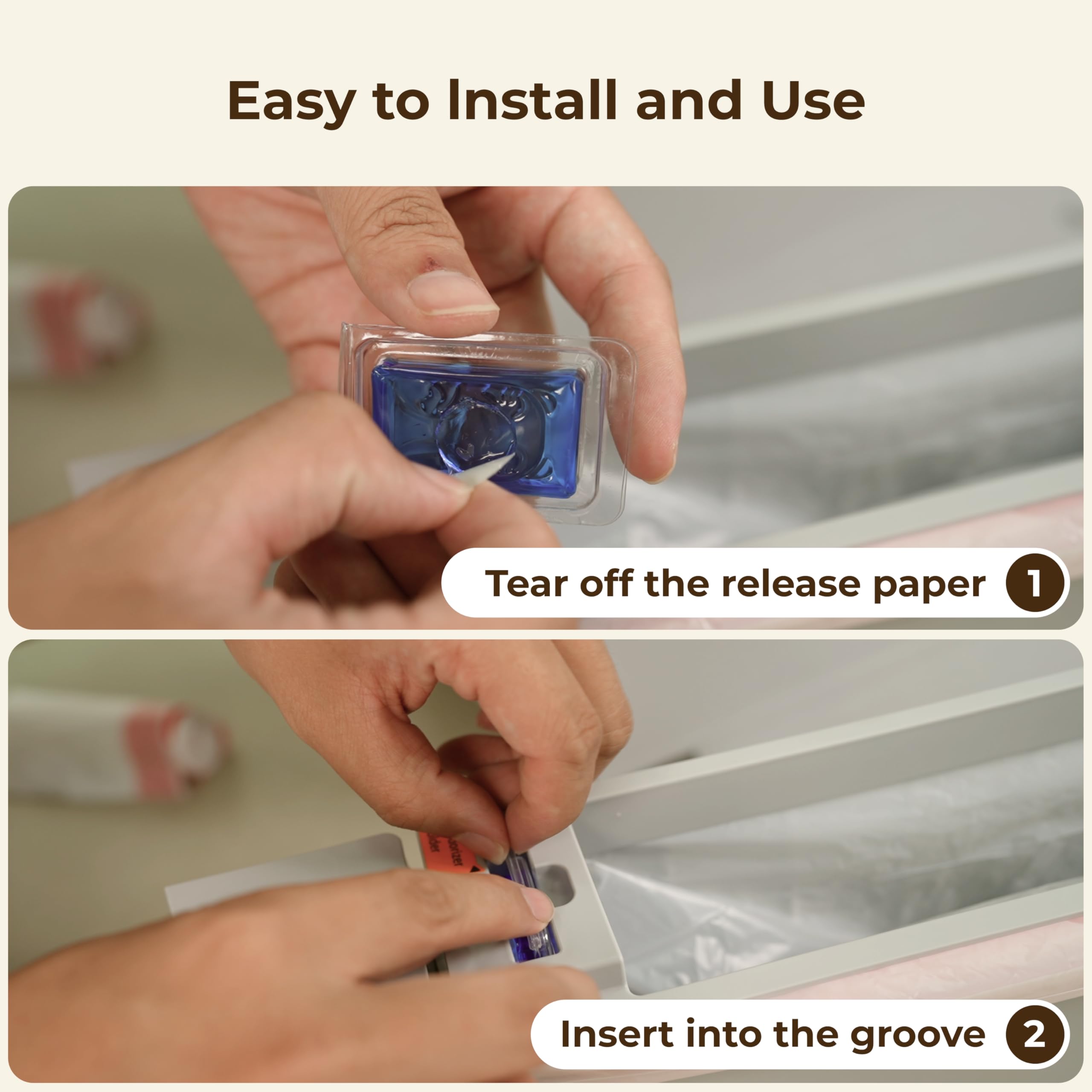 HHOLOVE deodorizer insert placed inside automatic litter box for odor relief.