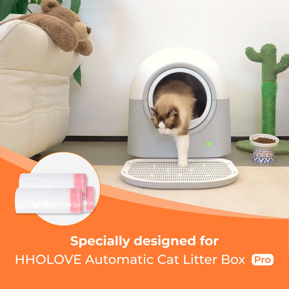 HHOLOVE extra-large 60L pink litter box offers space.