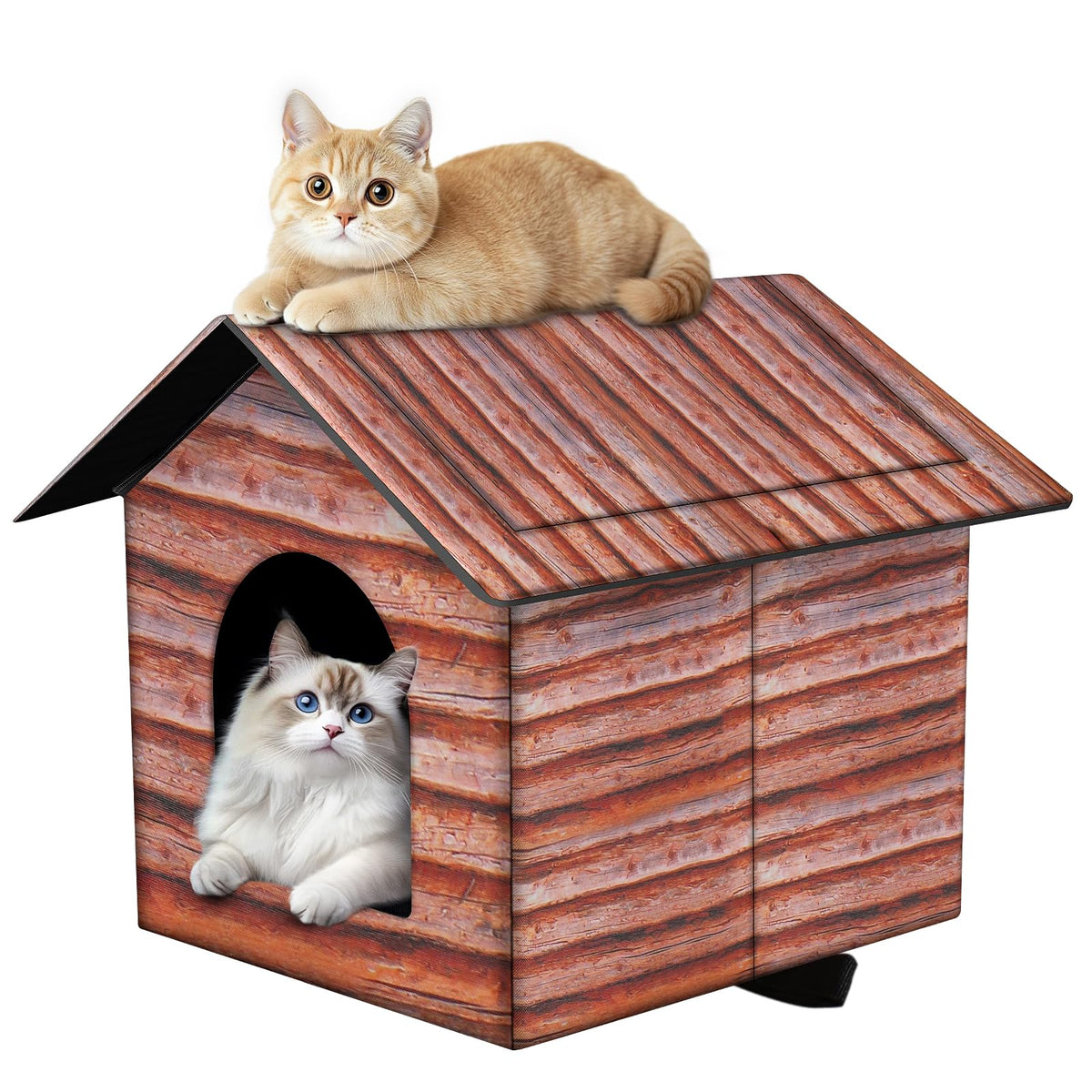 H HONG RI SHENG outdoor cat house folded flat for easy storage.