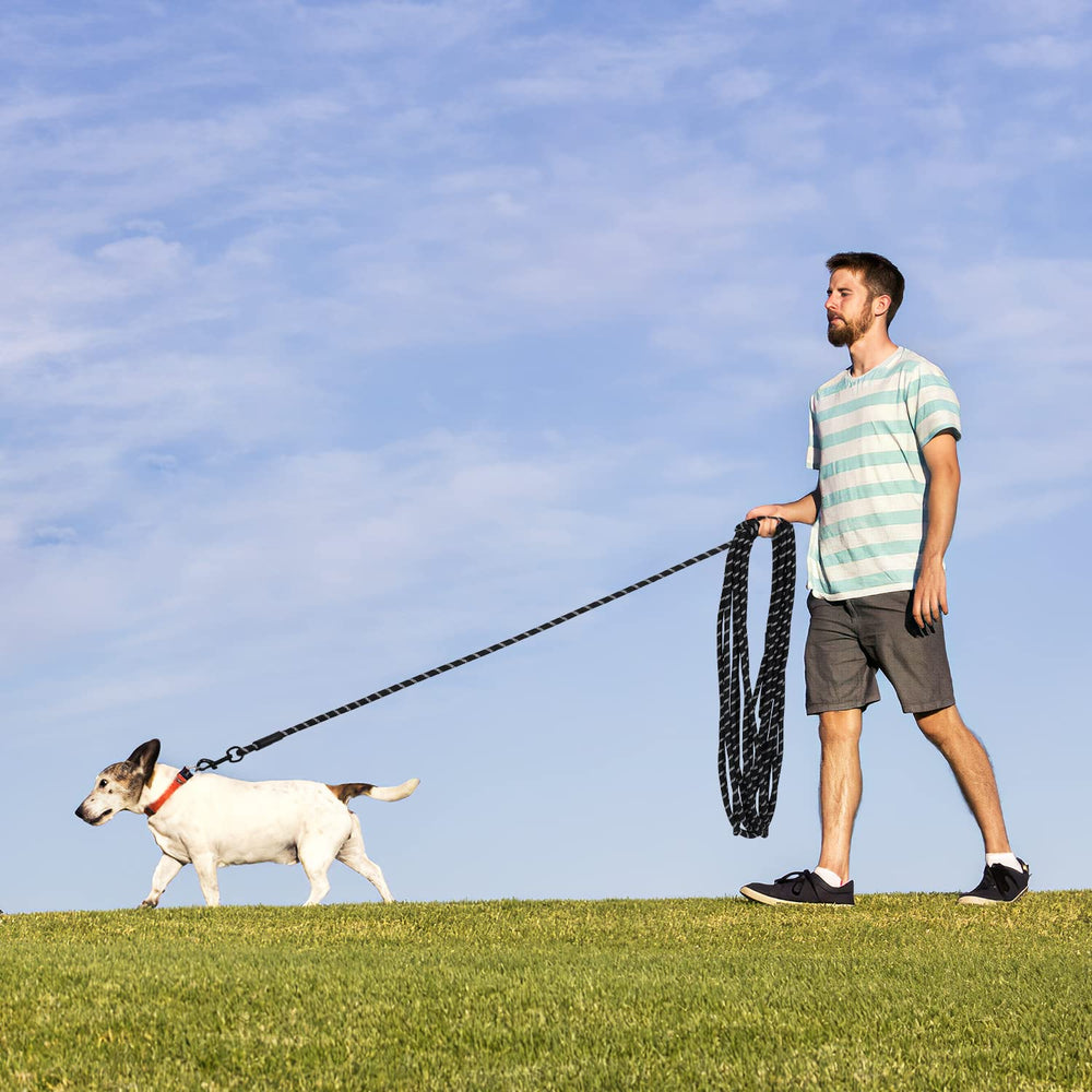 Hi Kiss long dog leash in black provides secure, controlled play in yards and parks.
