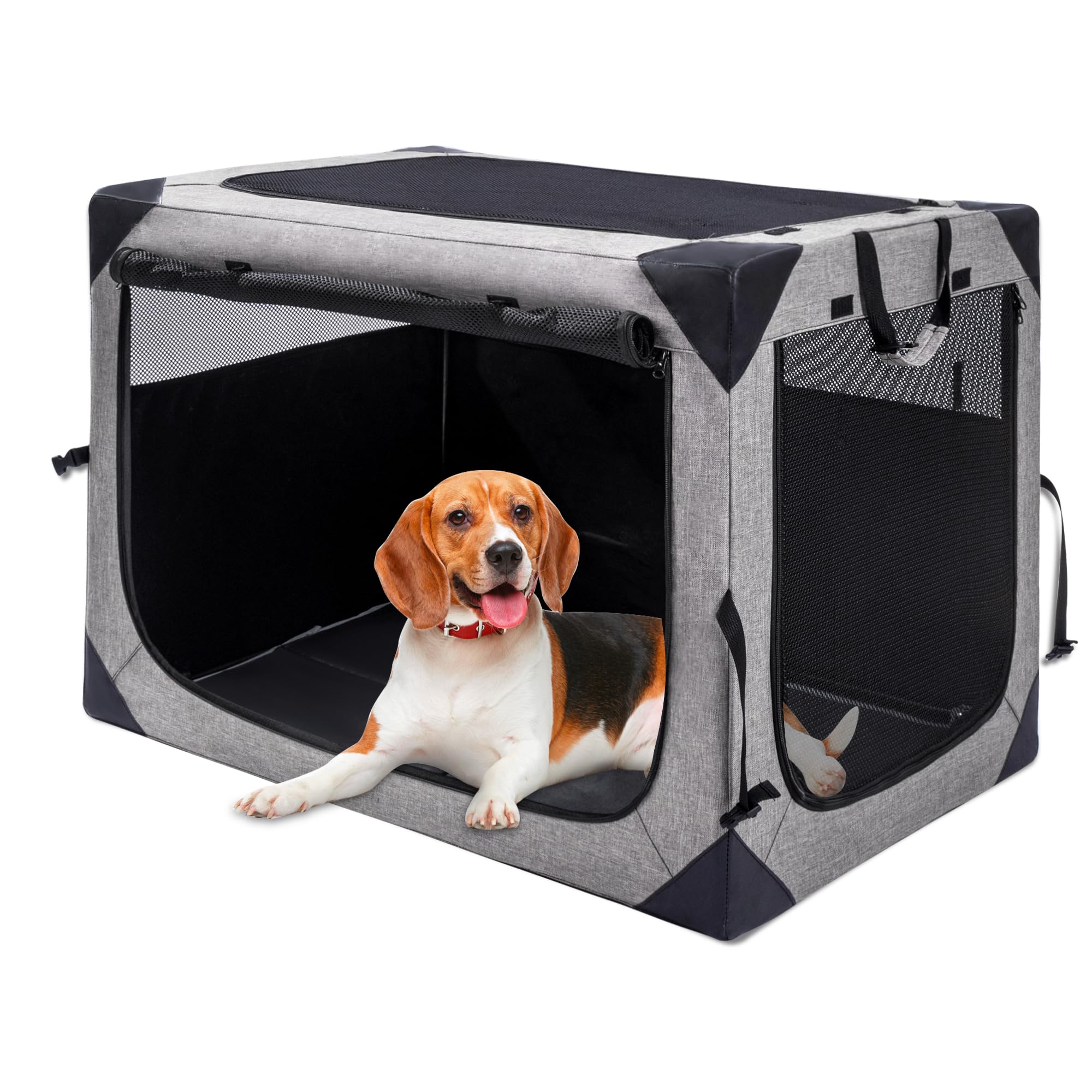 Hiaksedt soft dog crate 36in foldable for easy travel and home confinement