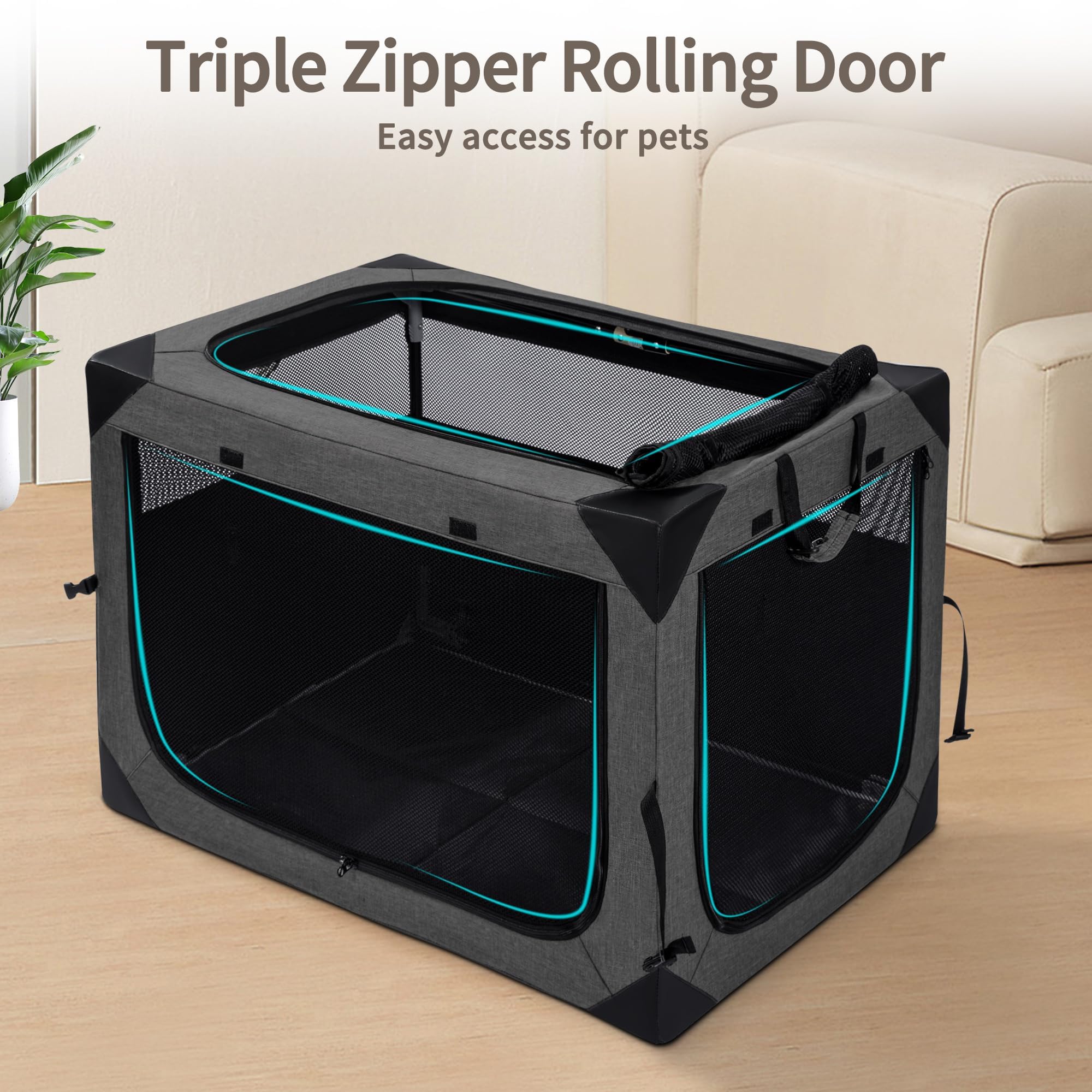 Hiaksedt collapsible kennel for indoor and outdoor use, easy to carry.