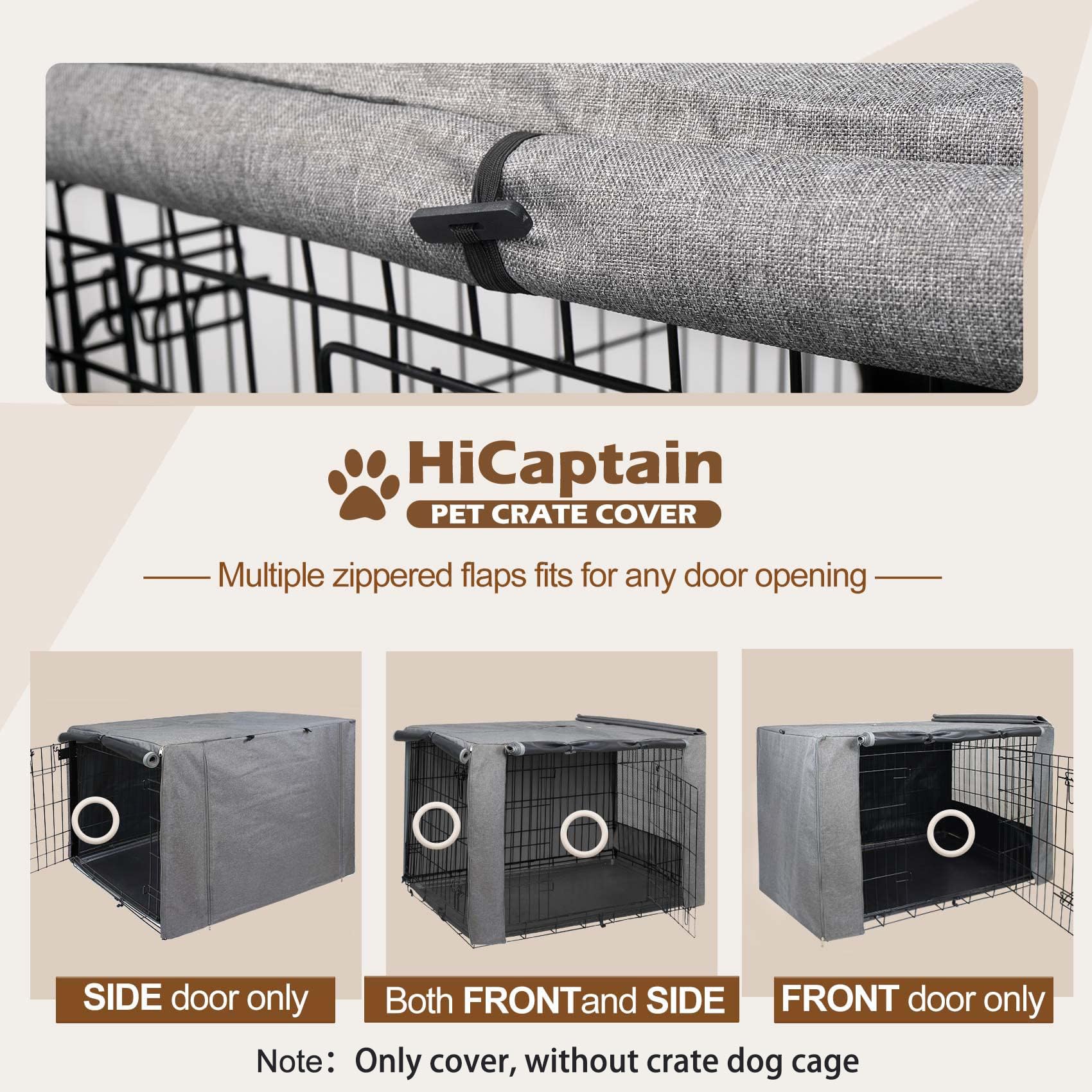 HiCaptain breathable dog crate cover rear panel highlighting full coverage