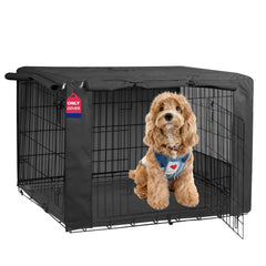 HiCaptain breathable crate cover front view improves airflow and privacy for calm naps.