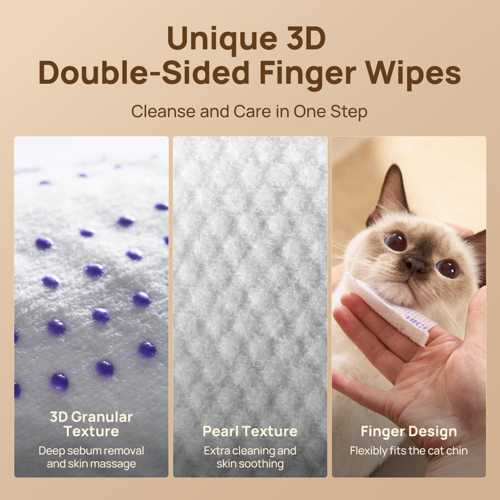 Close-up of four-enzyme blend on HICC PET wipe for chin care