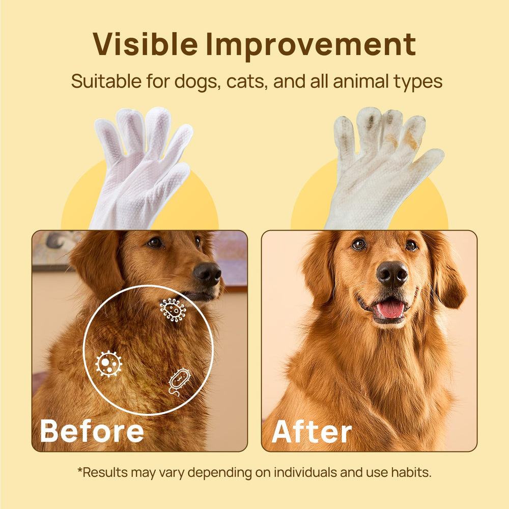 HICC PET Cleaning Deodorizing Glove Wipes on a dog coat for shine and freshness.