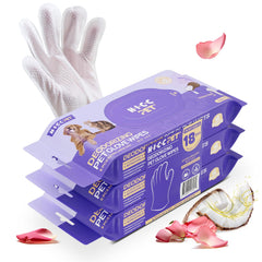 HICC PET Cleaning Glove Wipes for dogs coat shine and odor control.