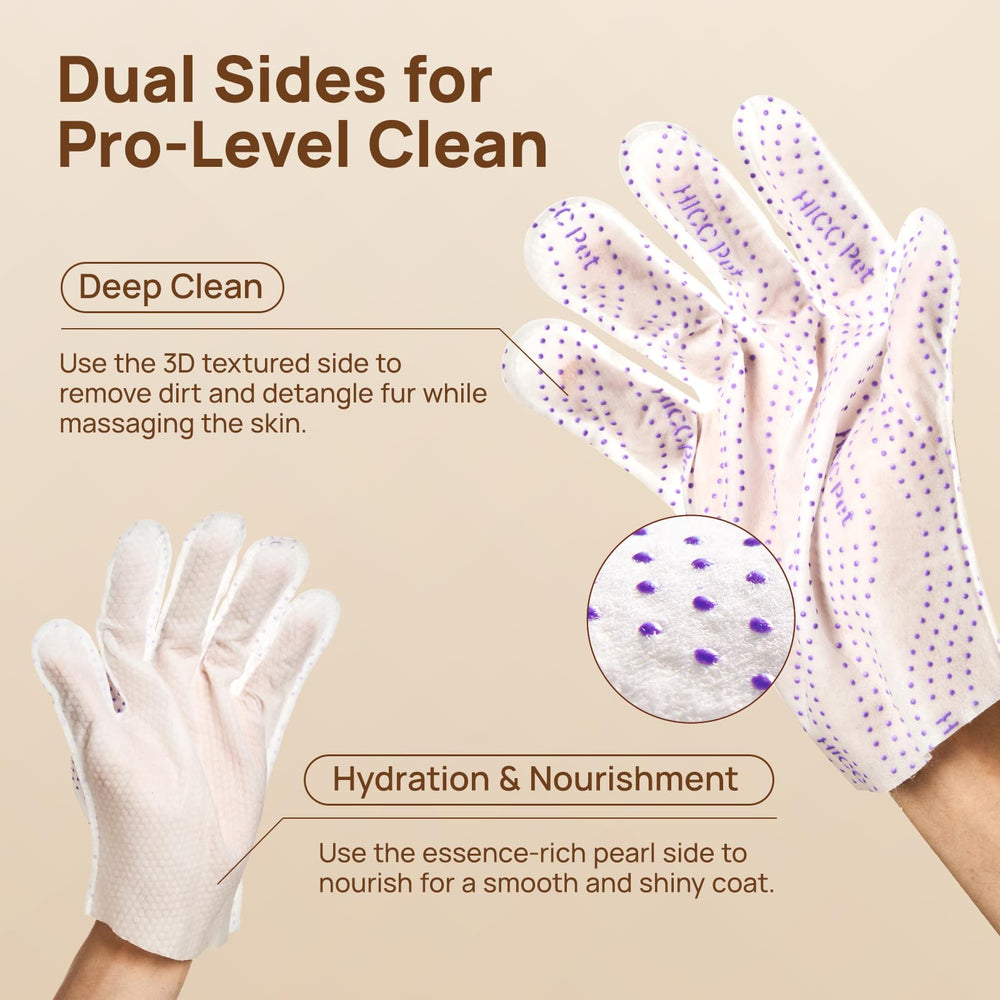 HICC PET Glove Wipes Pro high-moisture pack for waterless bath