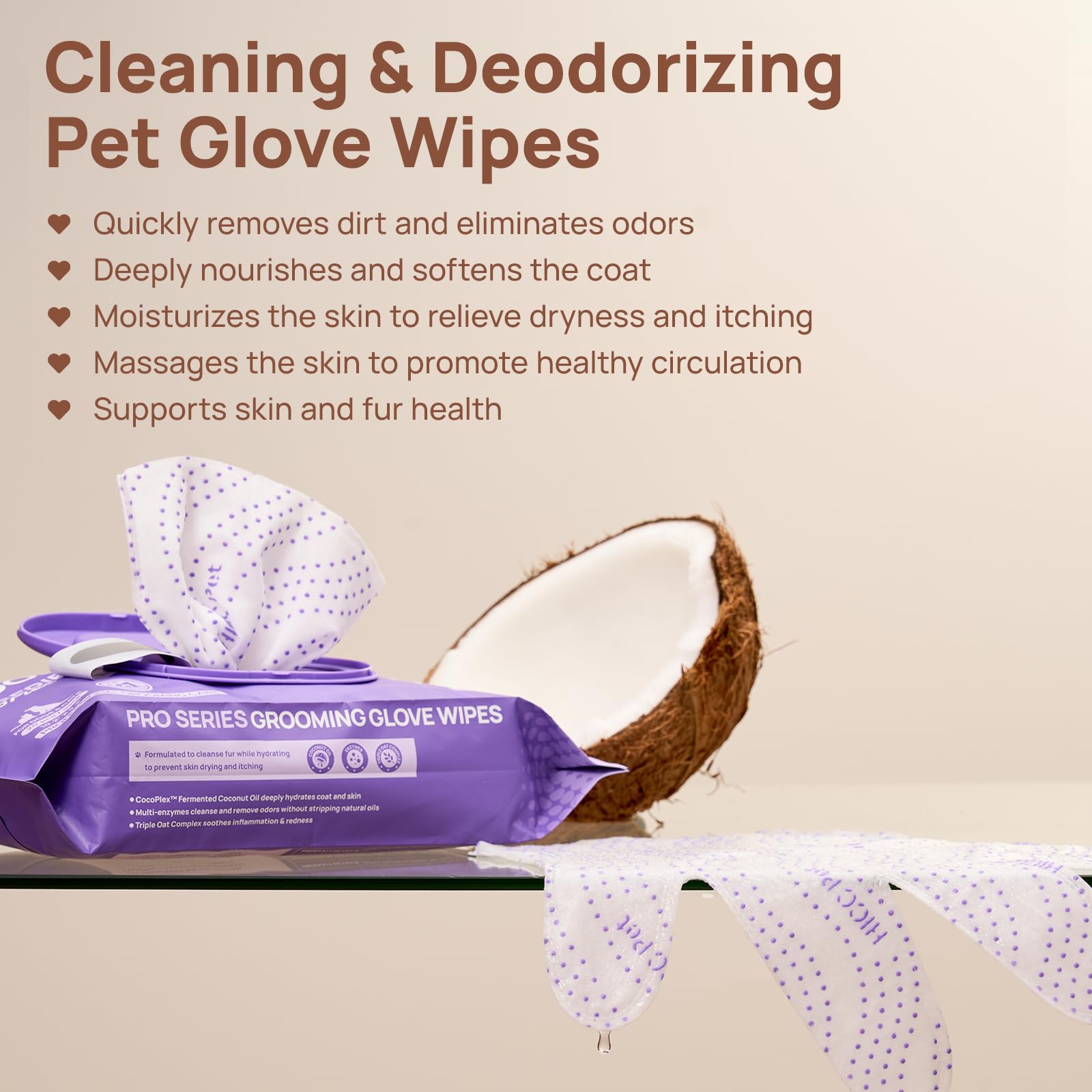 HICC PET Glove Wipes Pro Series pearl-textured side softens sensitive areas