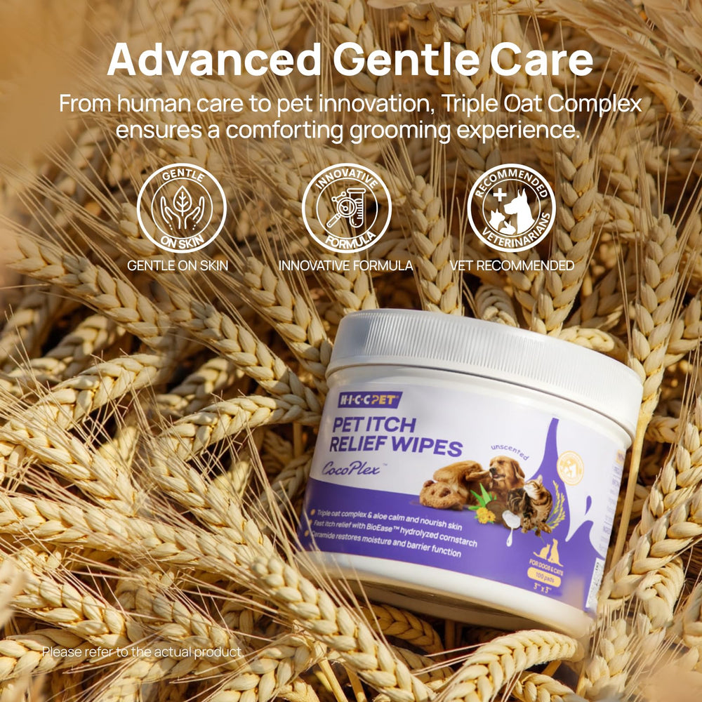 Wipe used near ears and folds for localized irritation relief.