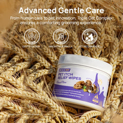 Wipe used near ears and folds for localized irritation relief.