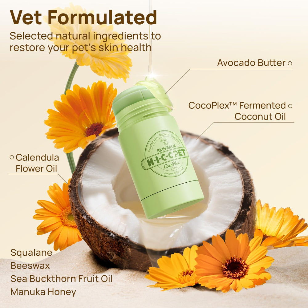 HICC PET Skin Balm compact tube demonstrates on-the-go use.