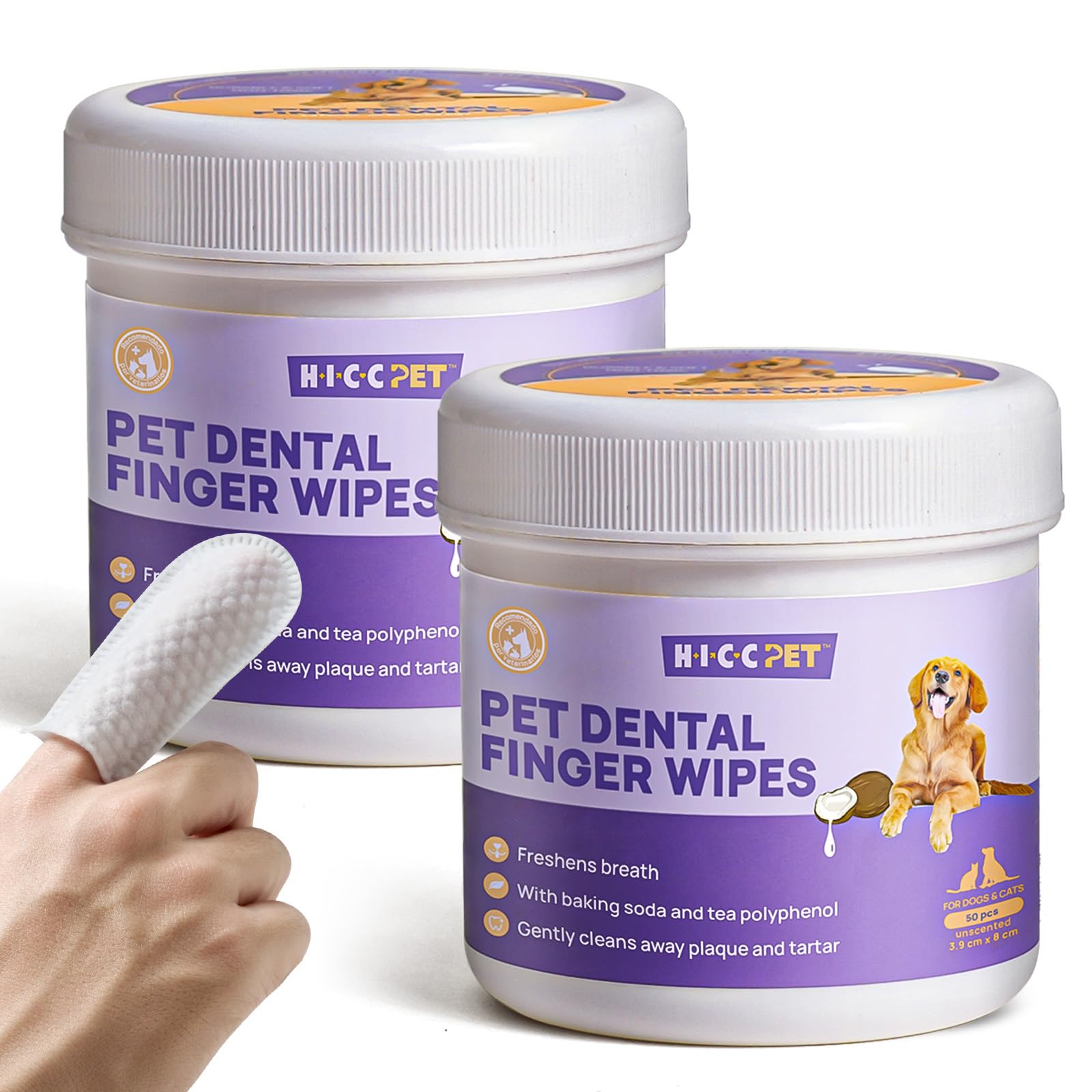 HICC Pet Teeth Cleaning Wipes pack enables no-mess, convenient pet dental care.