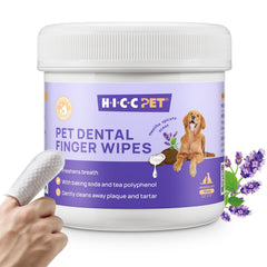 HICC PET teeth wipes for finger-application to clean teeth and reduce plaque.