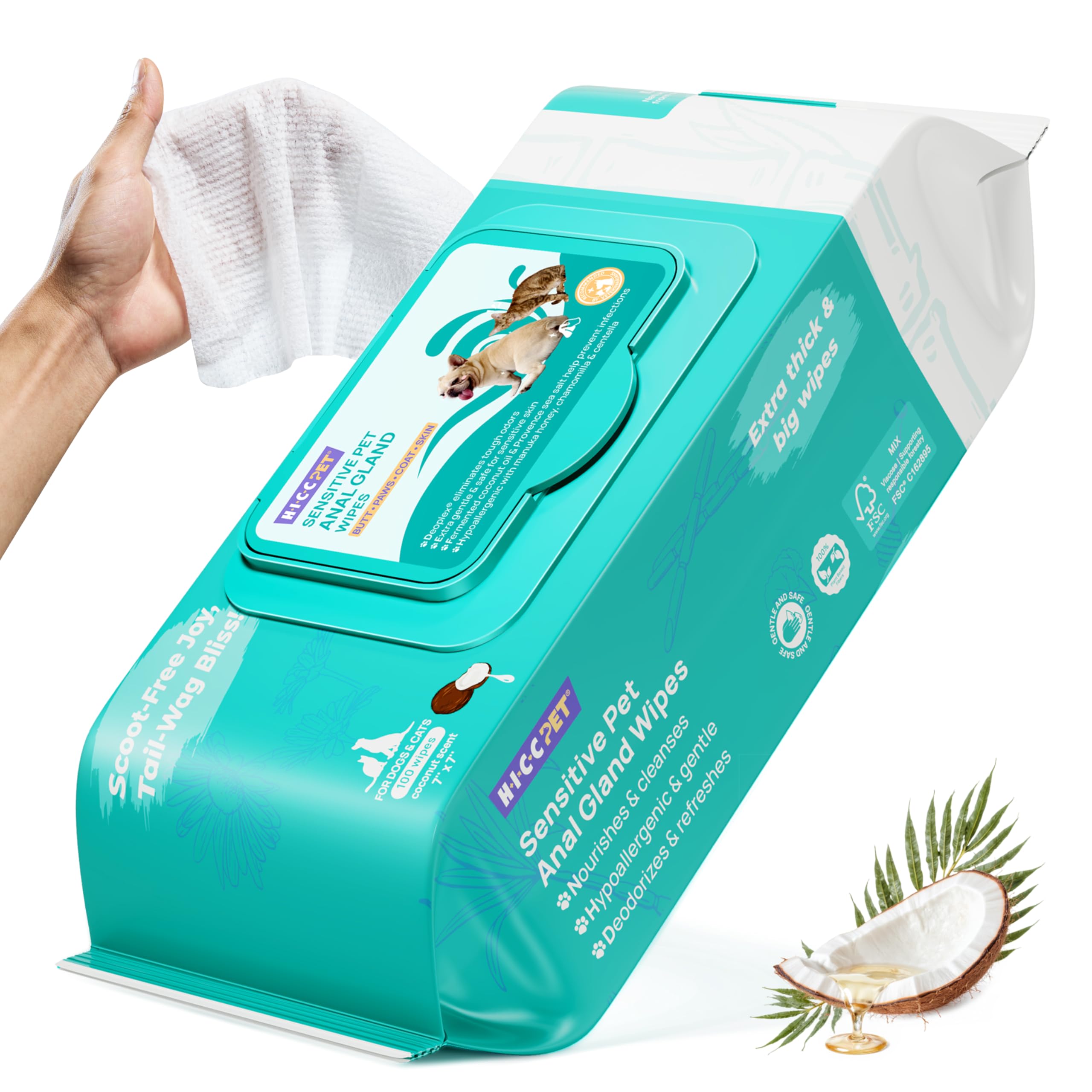 HICC PET wipes for dogs and cats – paw cleaning for daily grooming.