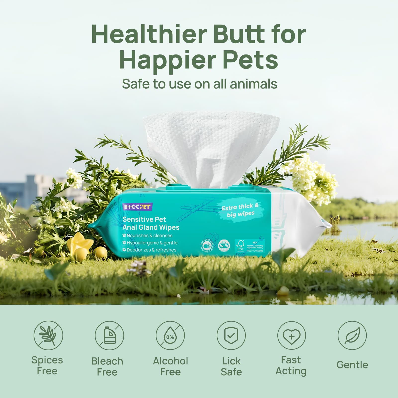 HICC PET Wipes face and ears during daily grooming.