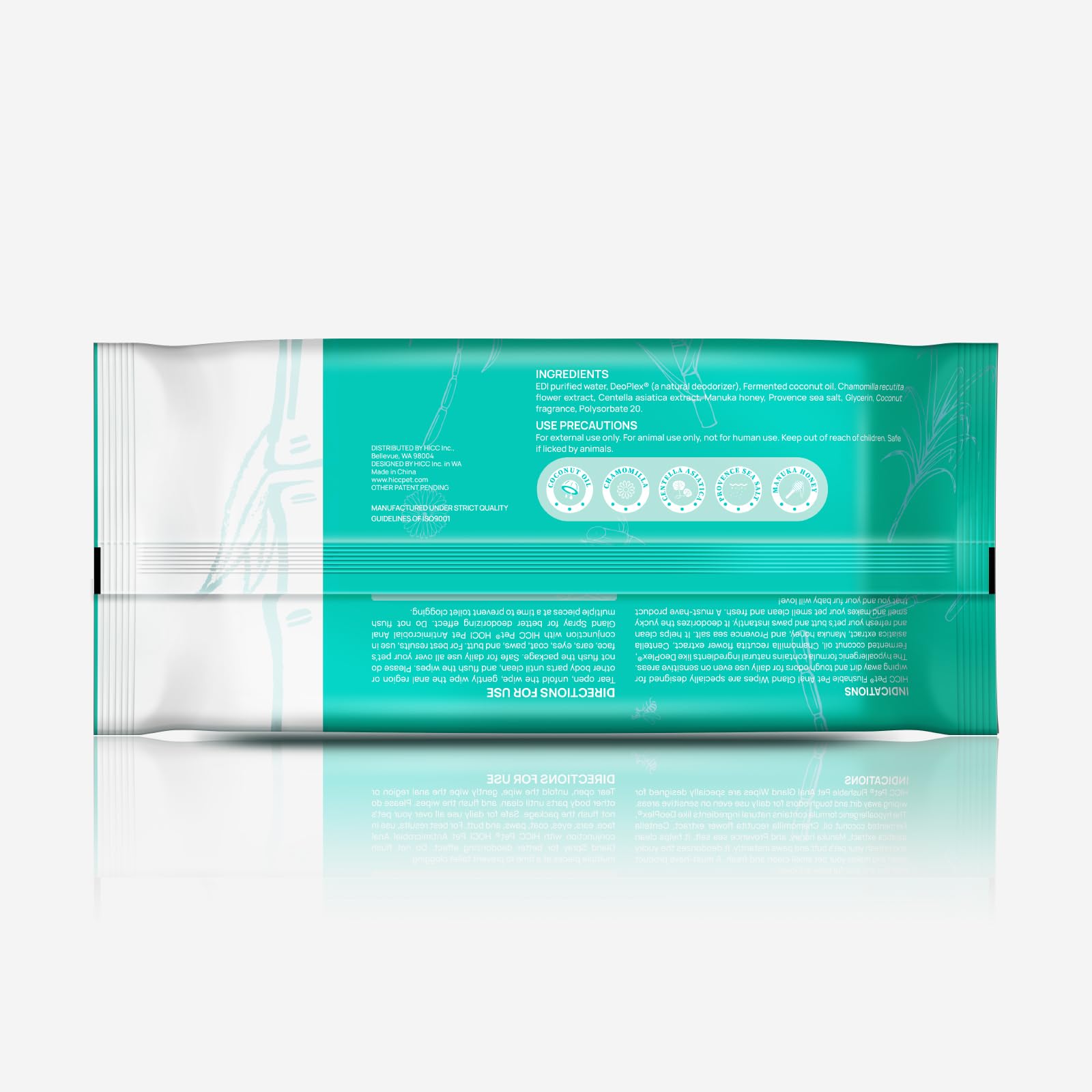Close-up of HICC PET Wipes texture for effective cleaning on skin and fur