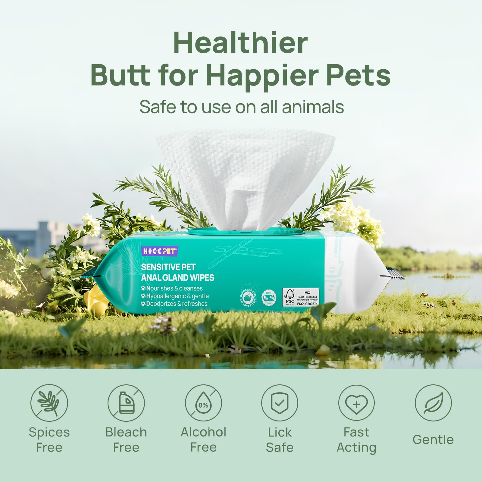 HICC PET Wipes provide gentle hypoallergenic care for daily grooming