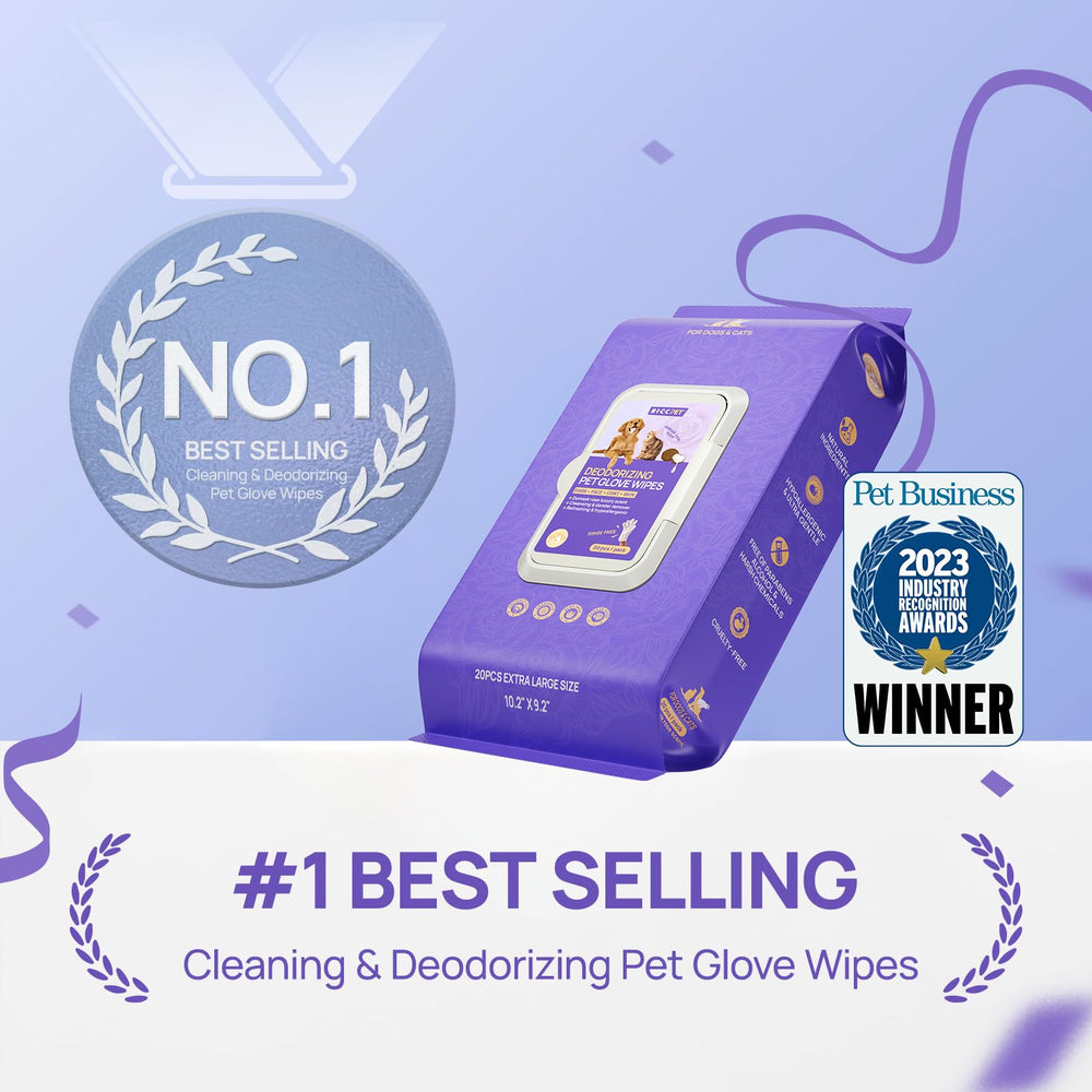 HICC PET Horse coat care glove wipes; handy grooming between sessions.