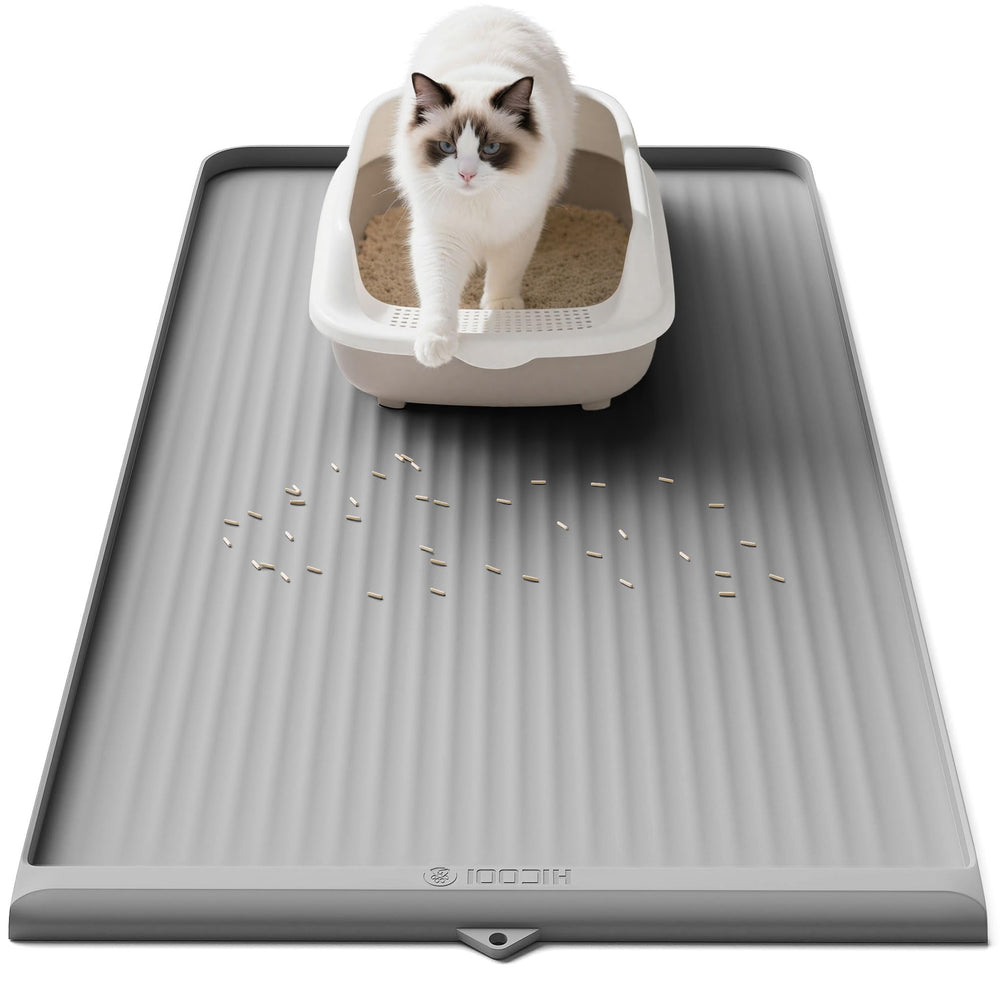 HICOOI cat litter mat with diversion groove traps litter for a cleaner floor