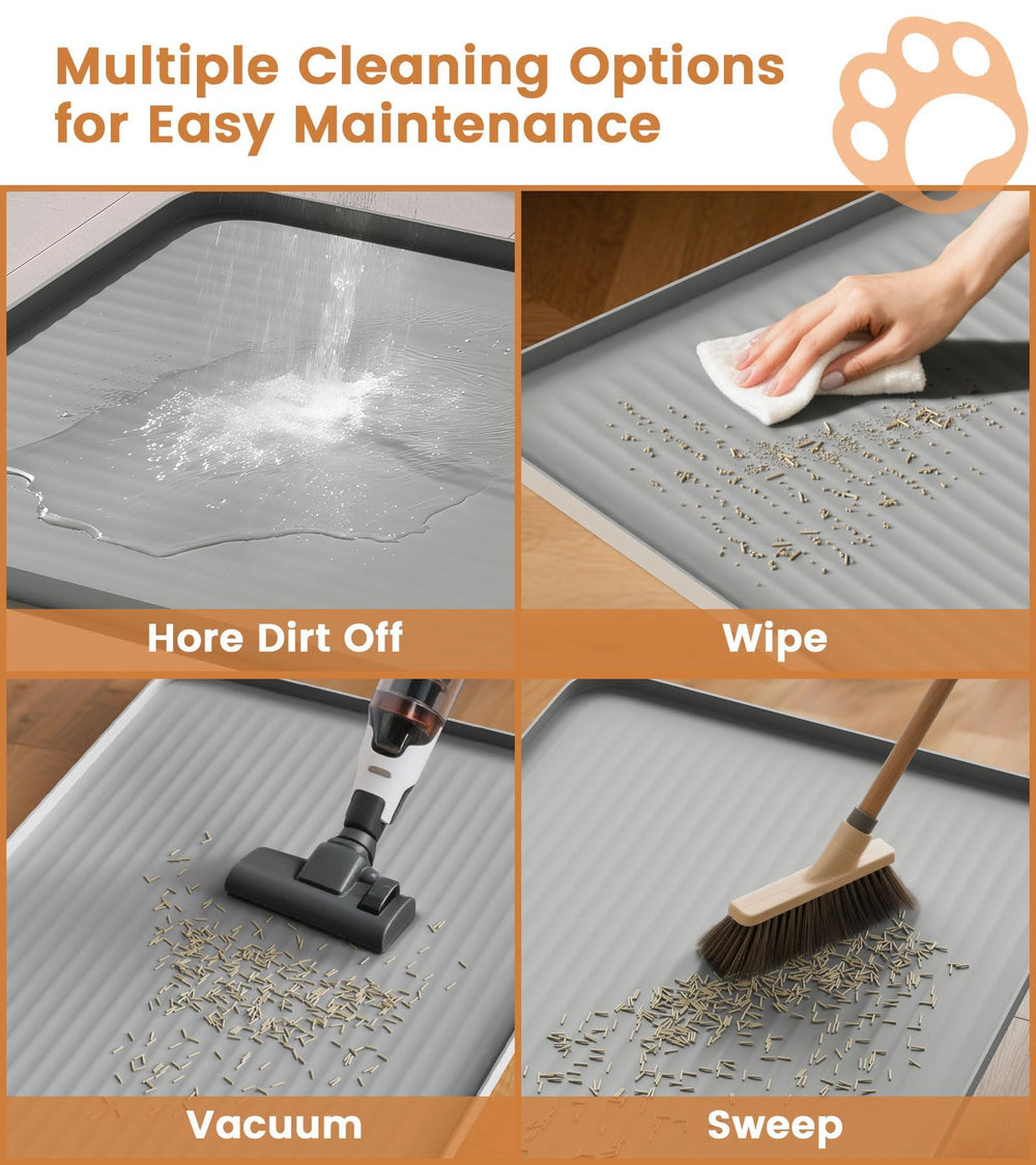 HICOOI grey litter mat blends with home decor while trapping litter