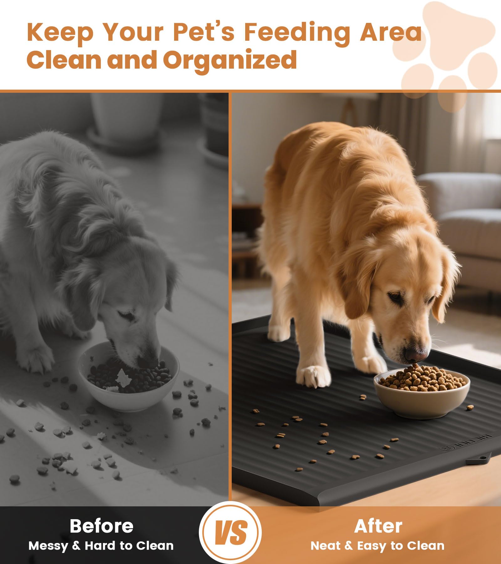 HICOOI 36x24 mat protects floors from spills and simplifies cleanup.
