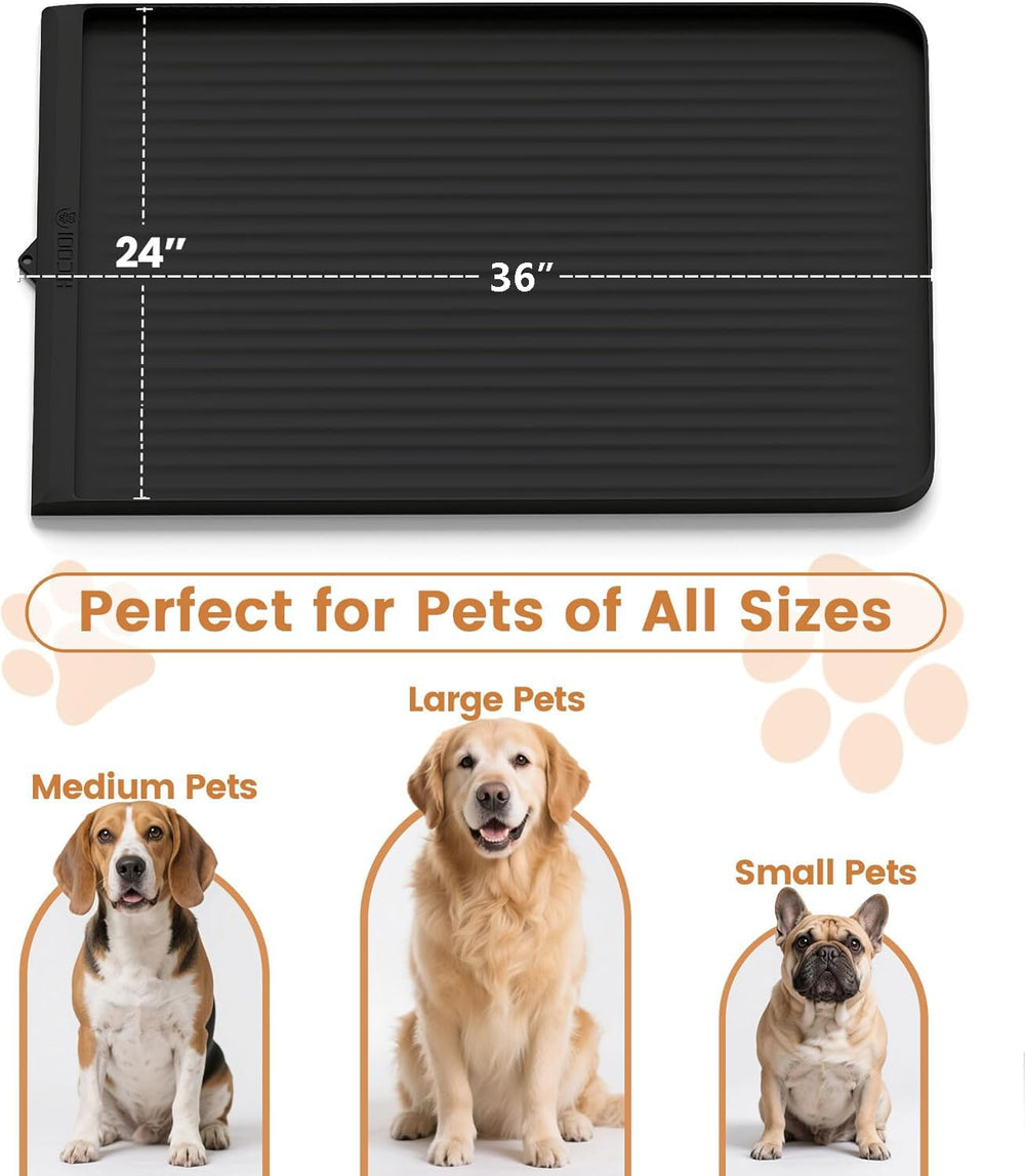HICOOI waterproof pet mat ideal for dogs or cats during feeding.