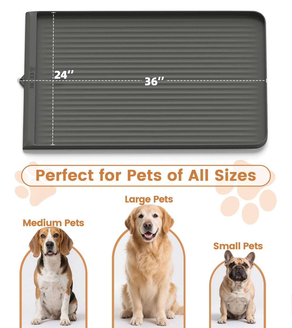 HICOOI gray pet mat blends with home decor while guarding floors.